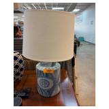 Ceramic Table Lamp With Blue Floral Pattern