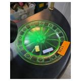 Green Uranium Glass Plate with Floral Detail