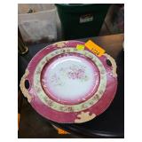 Porcelain Plate with Floral Design and Handles