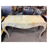 Marble-Style Painted Console Table With Drawer
