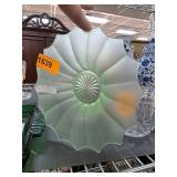 Green Uranium Glass Bowl with Scalloped Design