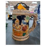 Ceramic Beer Stein With Raised Village Scene