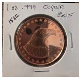 1 oz .999 Copper Eagle Round in Holder