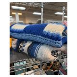 Handmade Blue and White Knit Blanket