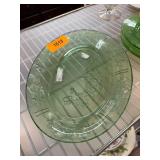 Uranium Glass Oval Serving Platter with Floral Des