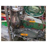 Metal Pitcher and Decorative Tray Lot