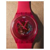 Swatch Transparent Red Plastic Watch