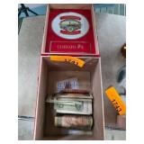 World Currency in Cigar Box