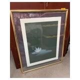 Framed Water Lily Print in Gold-Tone Frame