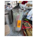 Glass Straw Dispenser With Metal Lid