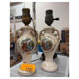 Porcelain Table Lamps with Pastoral Design