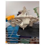 White Ornate Three-Bulb Ceiling Fixture