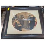 Framed Oval Print of Historical Scene