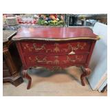 Red Wooden Two-Drawer Console Table
