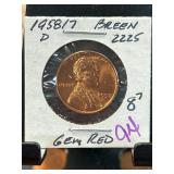 1958/7-D Lincoln Wheat Cent Gem Red