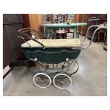 Wooden Baby Carriage with Metal Frame and Canopy