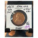1953-S/S Lincoln Cent RPM-012 5/5 (W), Graded RB