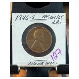 1946-S Lincoln Wheat Cent MS64/65 RB
