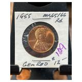 1955 Lincoln Wheat Cent Gem Red MS65/66