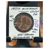1953-D Lincoln Cent Mint Error Coin