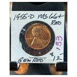 1955-D Lincoln Wheat Cent MS66+ Red