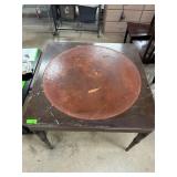 Wooden Gaming Table with Leather Inset Surface
