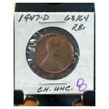 1947-D Lincoln Wheat Cent in CH. UNC. Condition