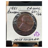 1951 Lincoln Cent With Rainbow Toning
