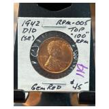 1942-D/D Wheat Penny RPM-005 Gem Red