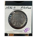 1936-S Buffalo Nickel in Flip Holder