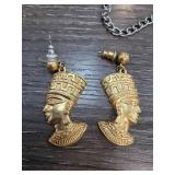 Metallic Egyptian Pharaoh Drop Earrings