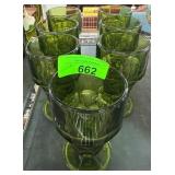 Eight Green Glass Goblets