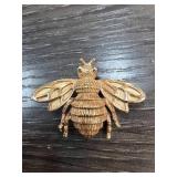 Gold-Colored Bee-Shaped Pin Brooch