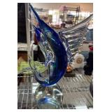 Murano-Style Blue Glass Marlin Sculpture
