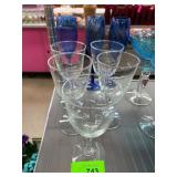 Clear and Blue Glass Stemware