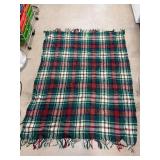 Plaid Blanket With Fringe Edging