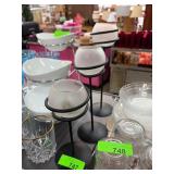 Three Frosted Glass Candleholders