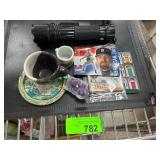 Lot: Sports Cards, Souvenirs, Flashlight