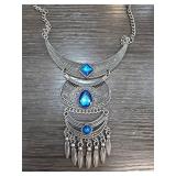 Silver-Tone Necklace With Blue Stones