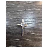 Sterling Silver Cross Pendant with Stone