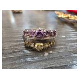 Sterling Silver Size 8 Ring with Gemstone Accents