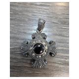 Sterling Silver Pendant with Black Stone