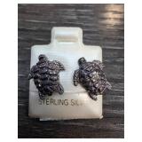 Sterling Silver Turtle-Shaped Earrings
