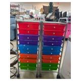 Rolling Storage Carts with Colorful Drawers