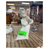 Lladro Porcelain Angel Figurine With Flute