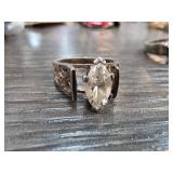 Sterling Silver Ring Size 9 with Marquise Stone