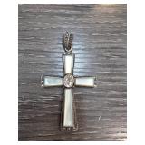 Sterling Silver Cross Pendant with Inlay