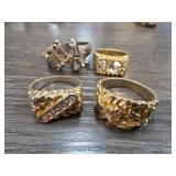 Four Statement Rings with Gem Accents
