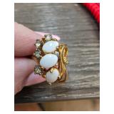 18k GE Sz 7 Gold-Tone Ring With White Stones
