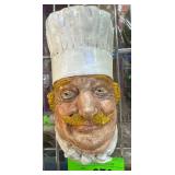 Hand-Painted Chef Wall Plaque by B. Bergman, 1978